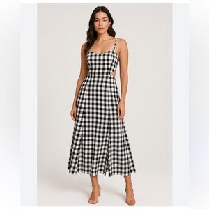 🌻NEW w/tag Anthropologie Harshman Black White Gingham Print Luiza Dress Size XS